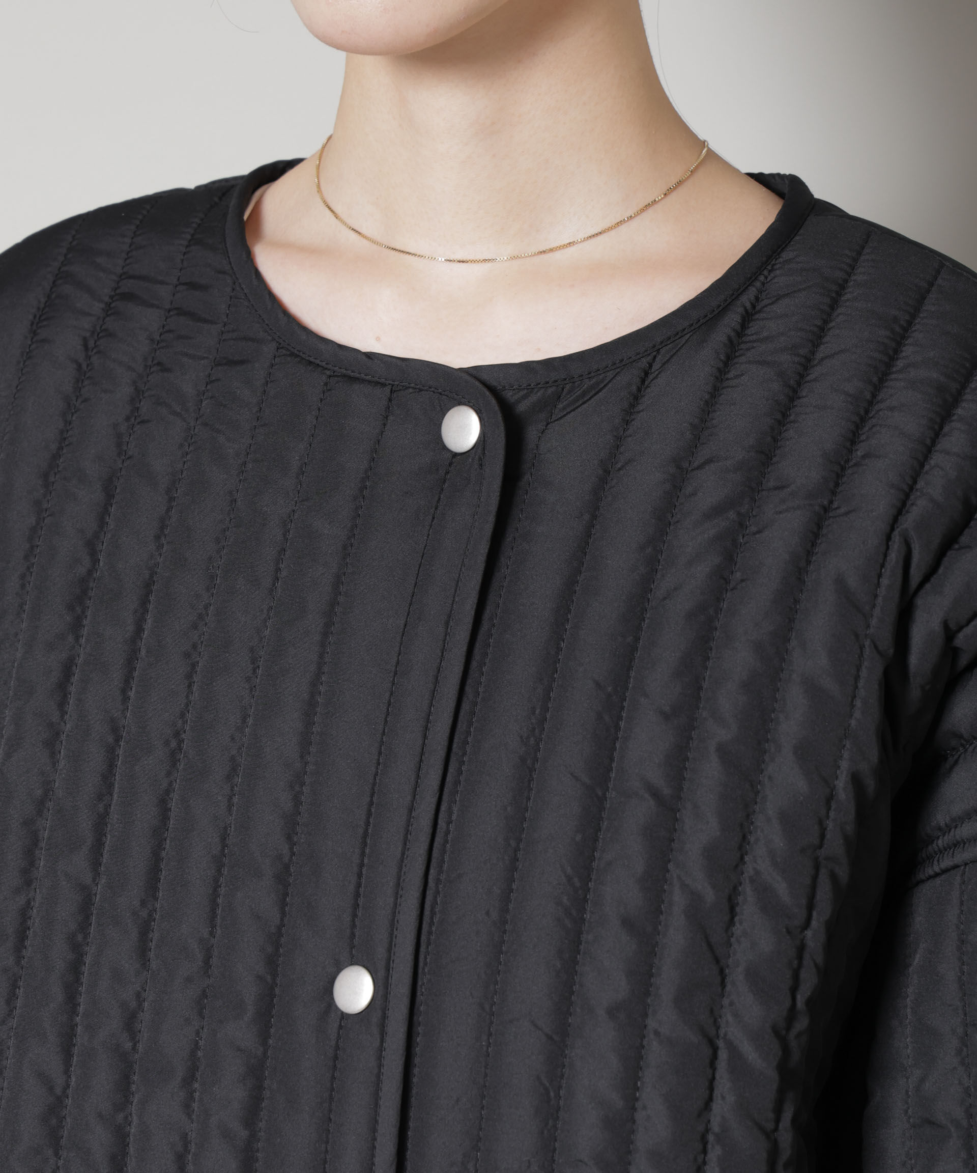 nano･universe「撥水加工 中綿キルティングウエストドロストノーカラーコート」|その他|