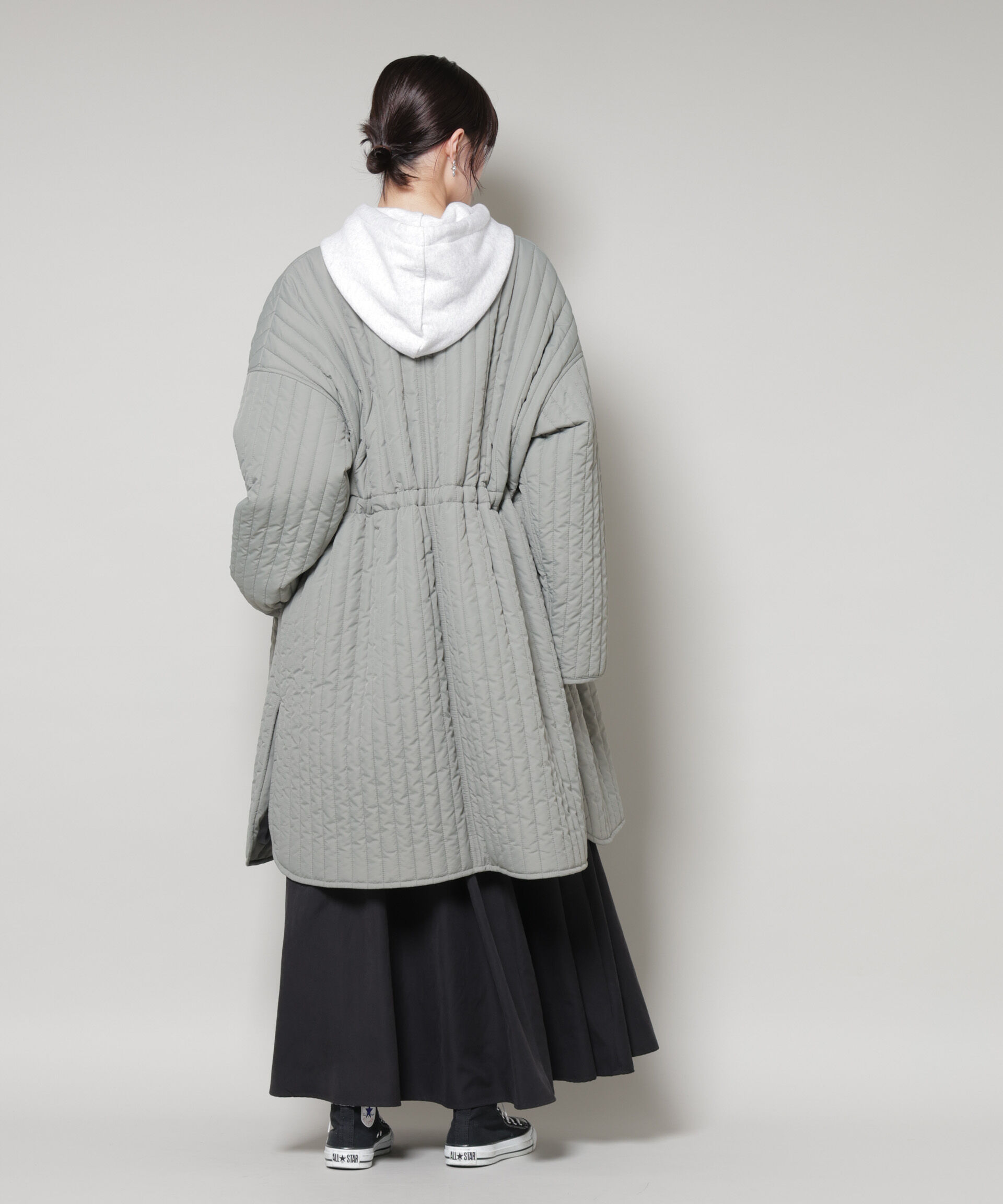 nano･universe「撥水加工 中綿キルティングウエストドロストノーカラーコート」|その他|