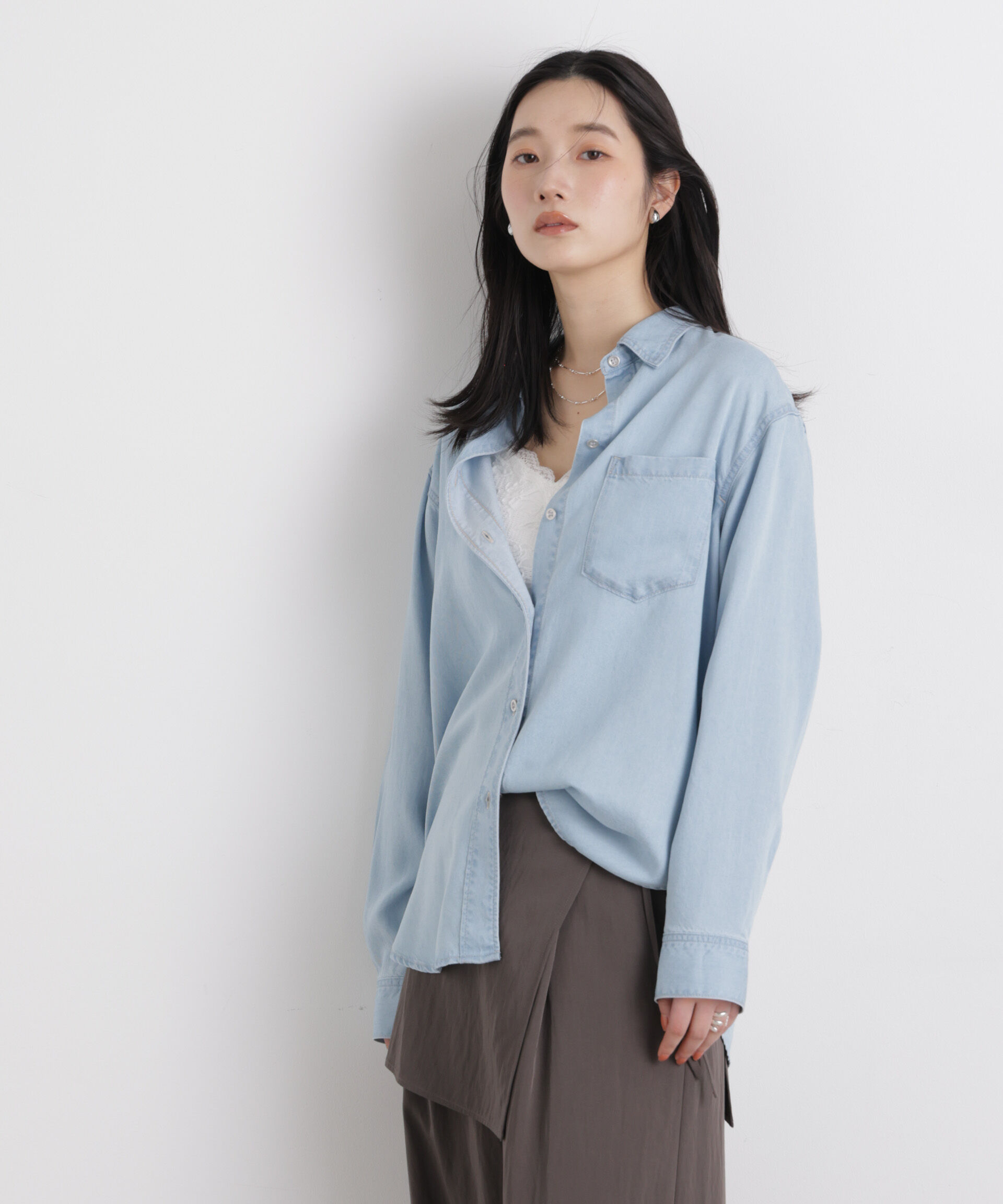 nano･universe「テンセルデニムリラックスシャツ(セットアップ可)」|シャツ・ブラウス|