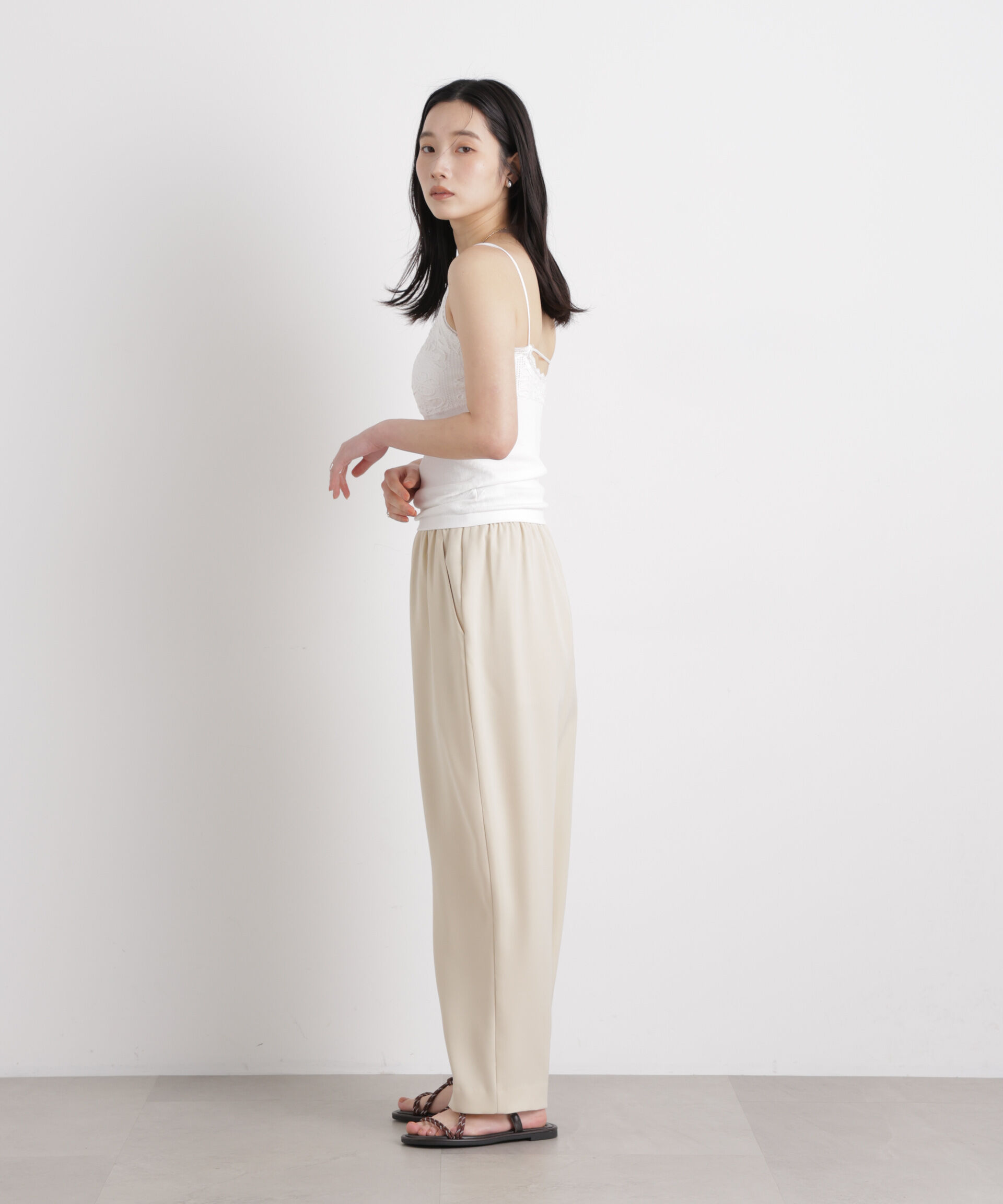 nano･universe「レースジャガードカップ付きキャミソール」|Tシャツ・カットソー|