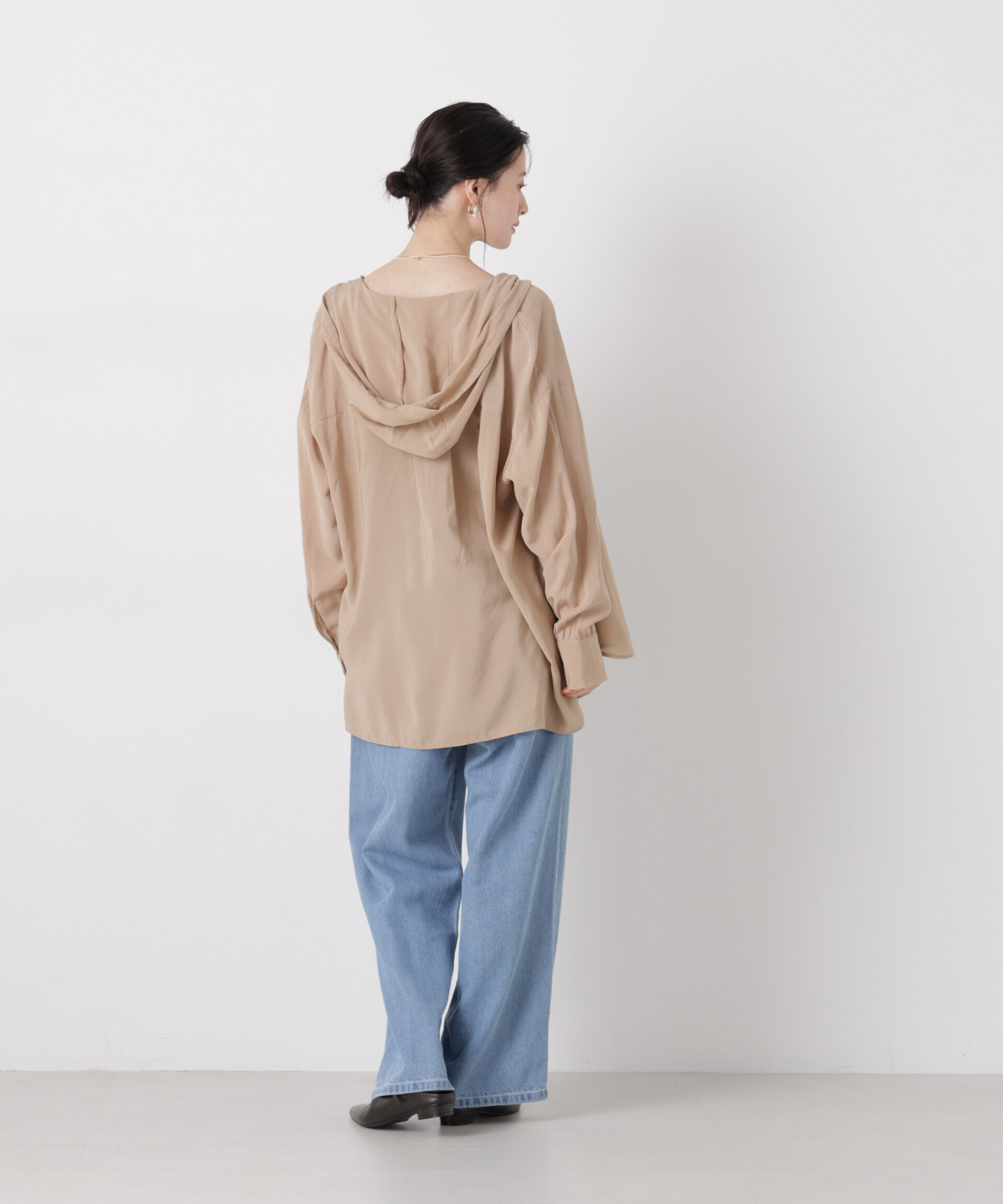 nano･universe「ウエストドロストワイドデニムパンツ」|チノ|