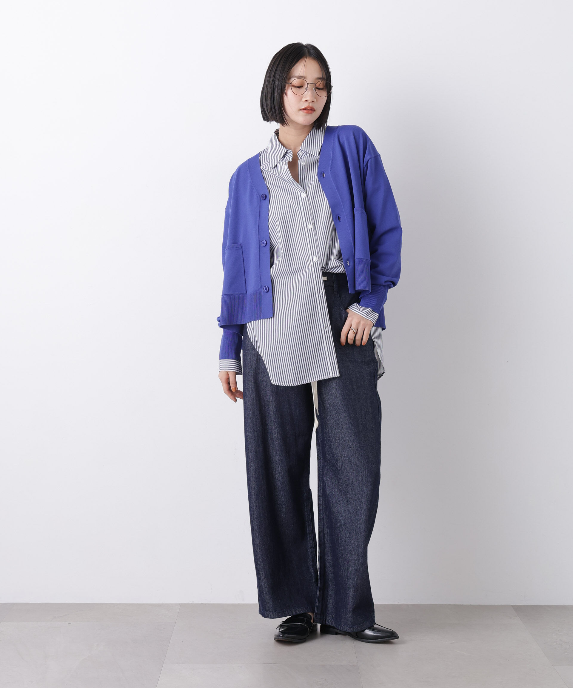 nano･universe「ウエストドロストワイドデニムパンツ」|チノ|