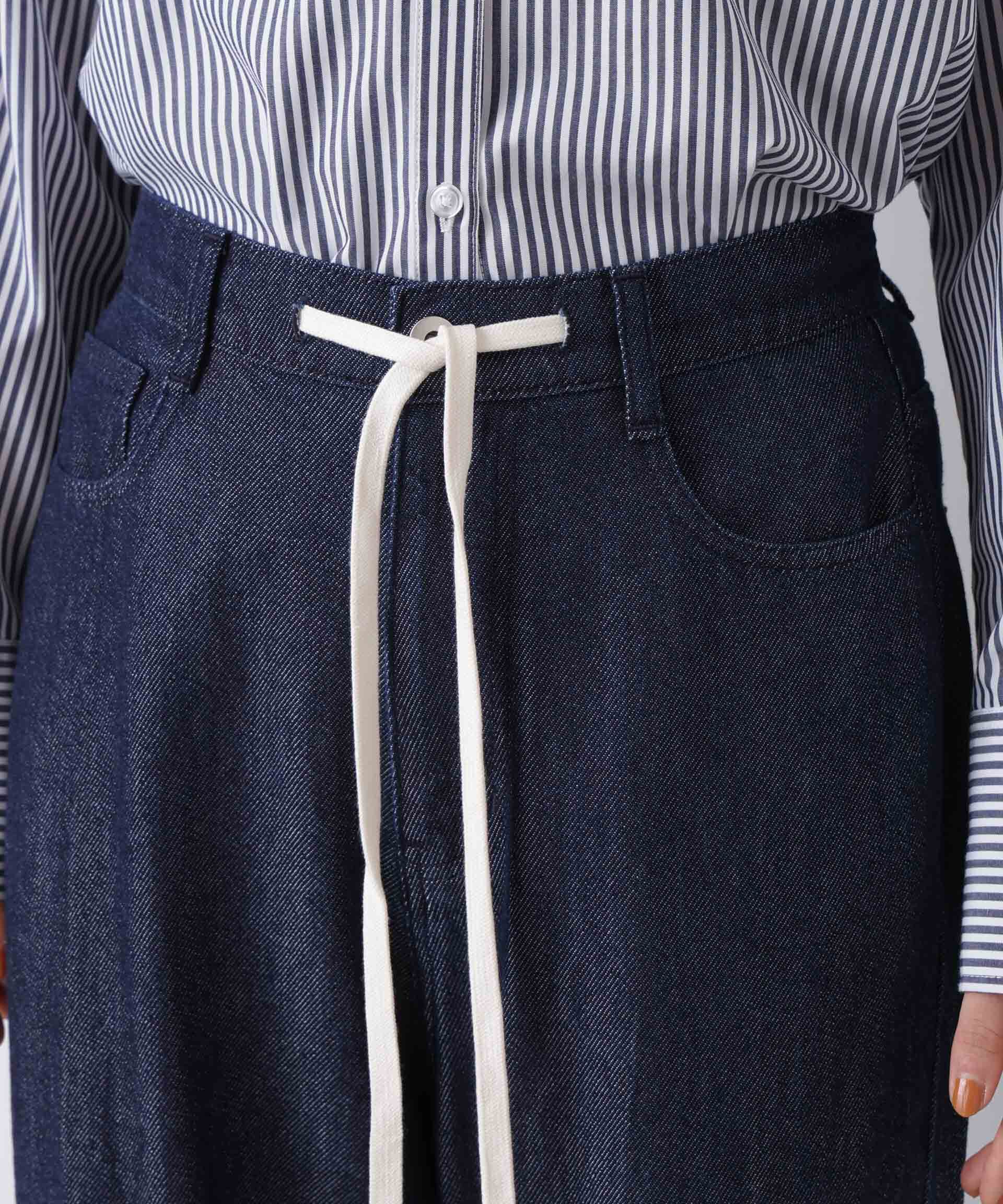 nano･universe「ウエストドロストワイドデニムパンツ」|チノ|