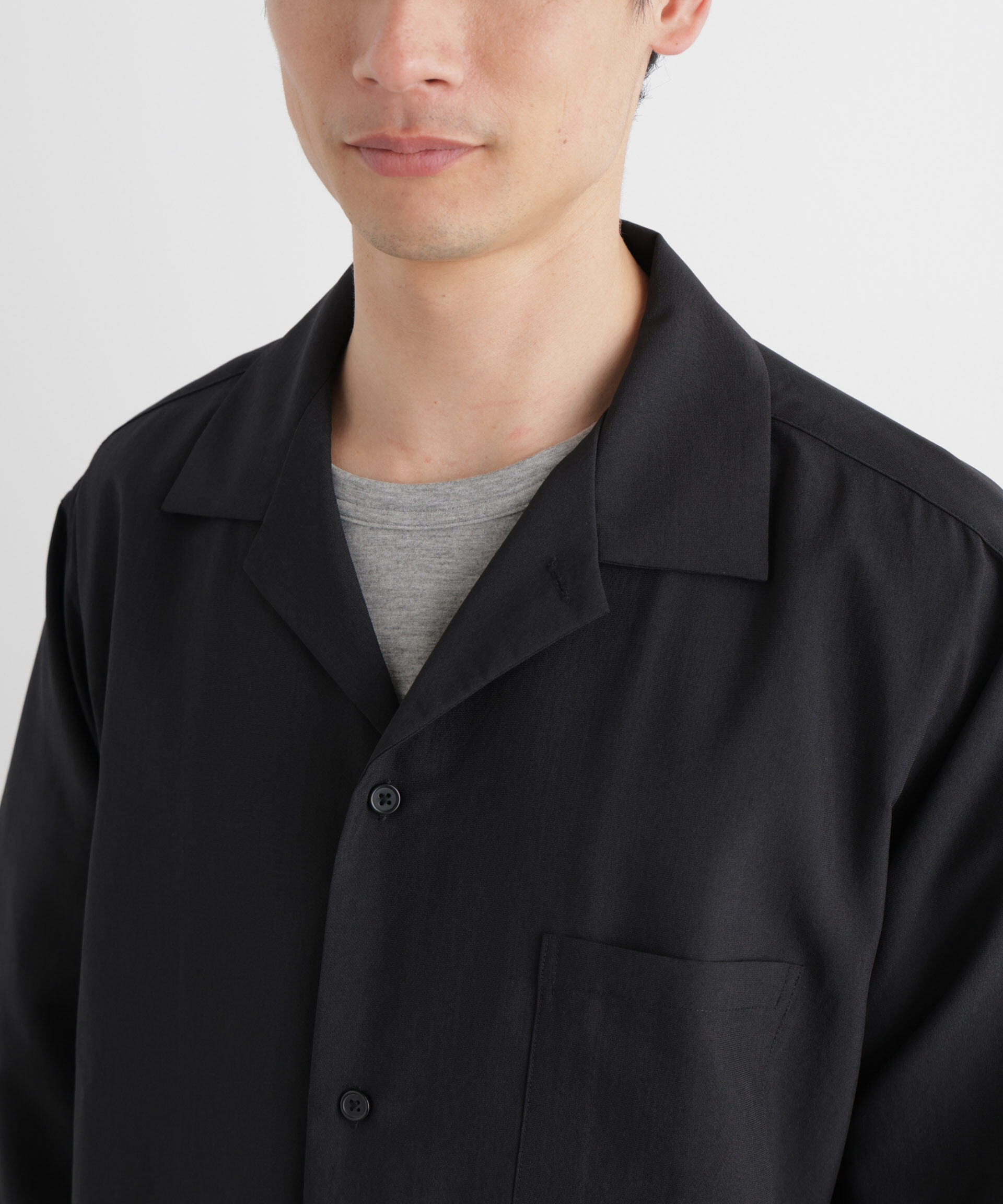 nano･universe「セオアルファ オープンカラーシャツ 長袖」|シャツ・ブラウス|