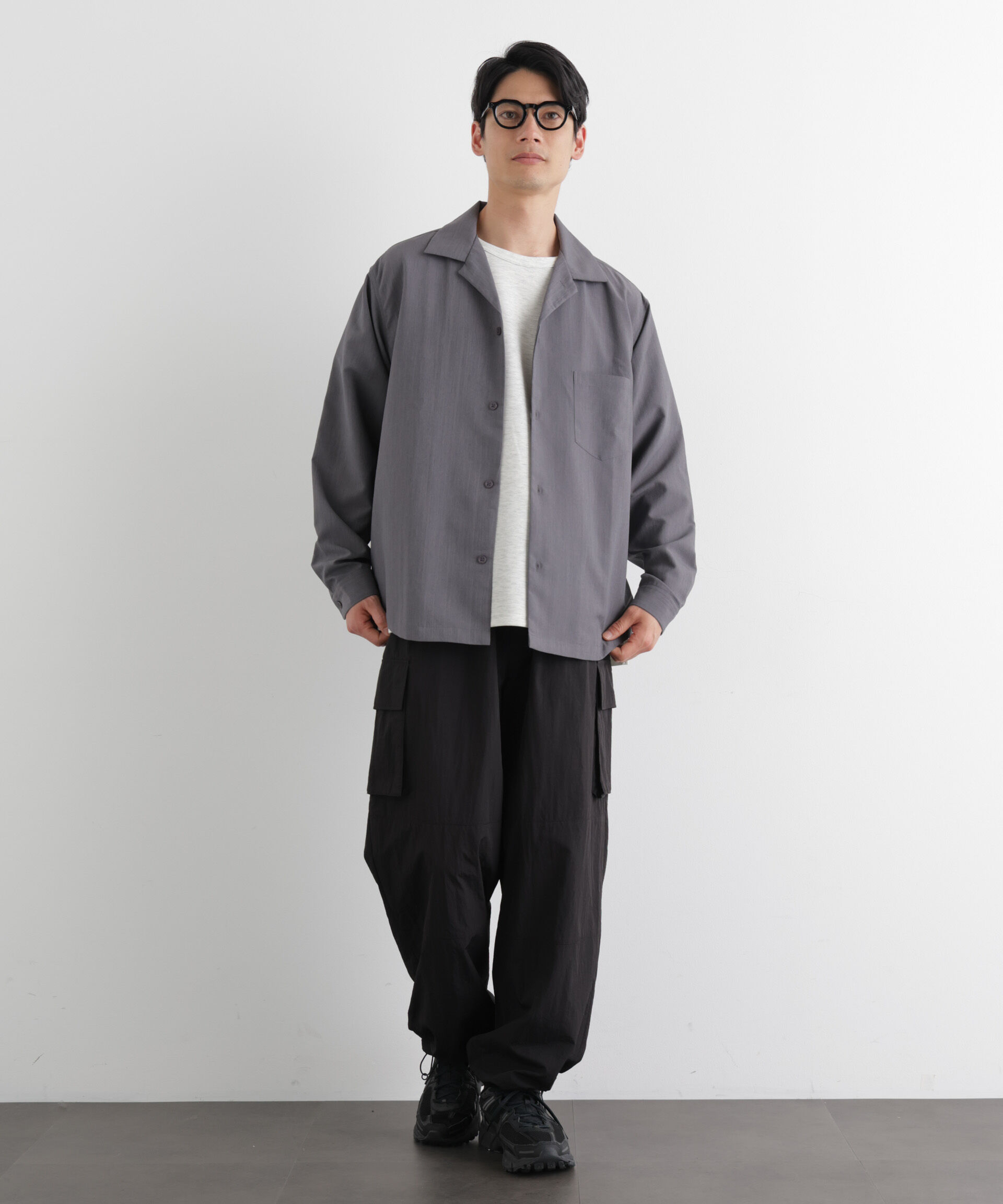 nano･universe「セオアルファ オープンカラーシャツ 長袖」|シャツ・ブラウス|