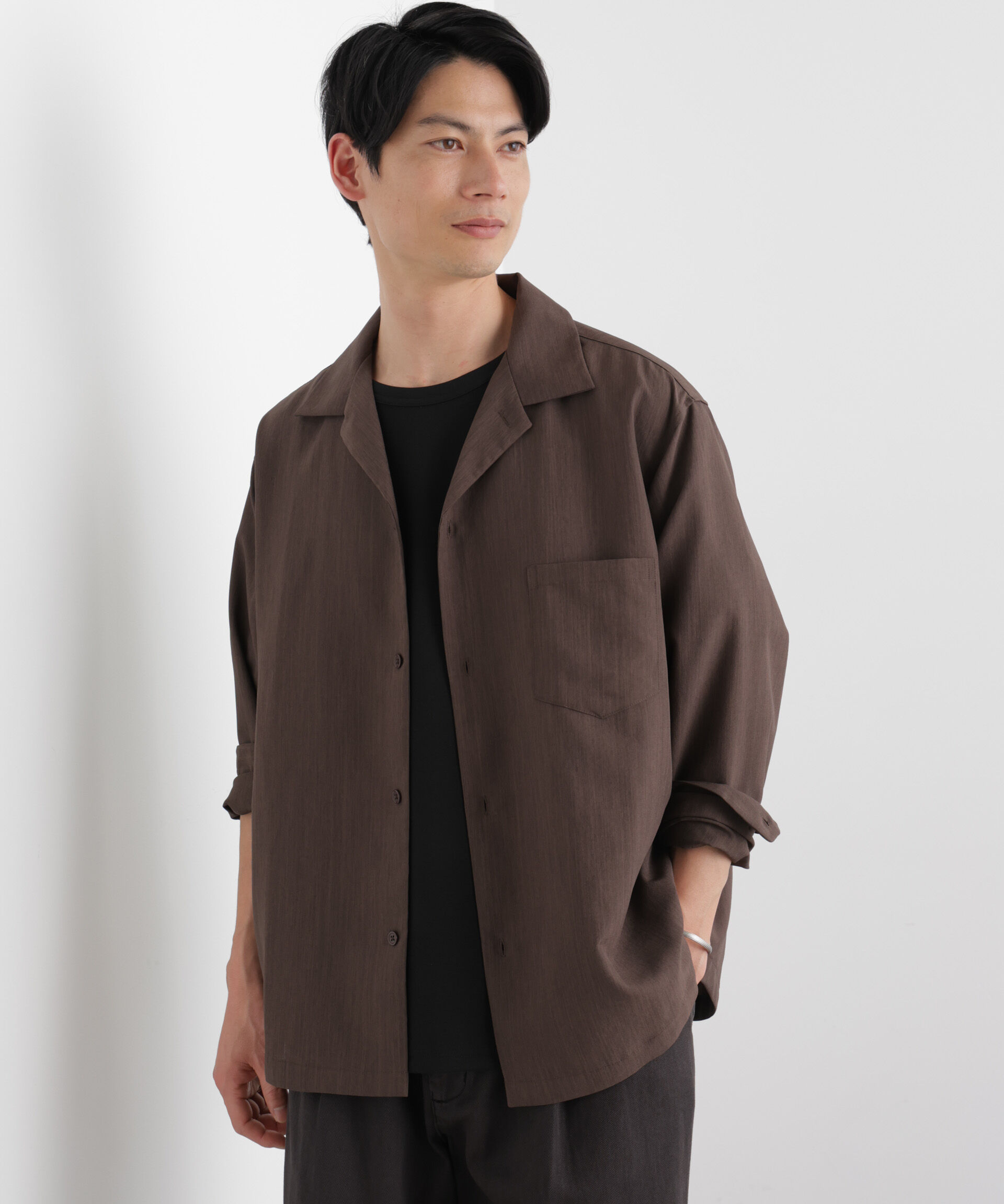 nano･universe「セオアルファ オープンカラーシャツ 長袖」|シャツ・ブラウス|