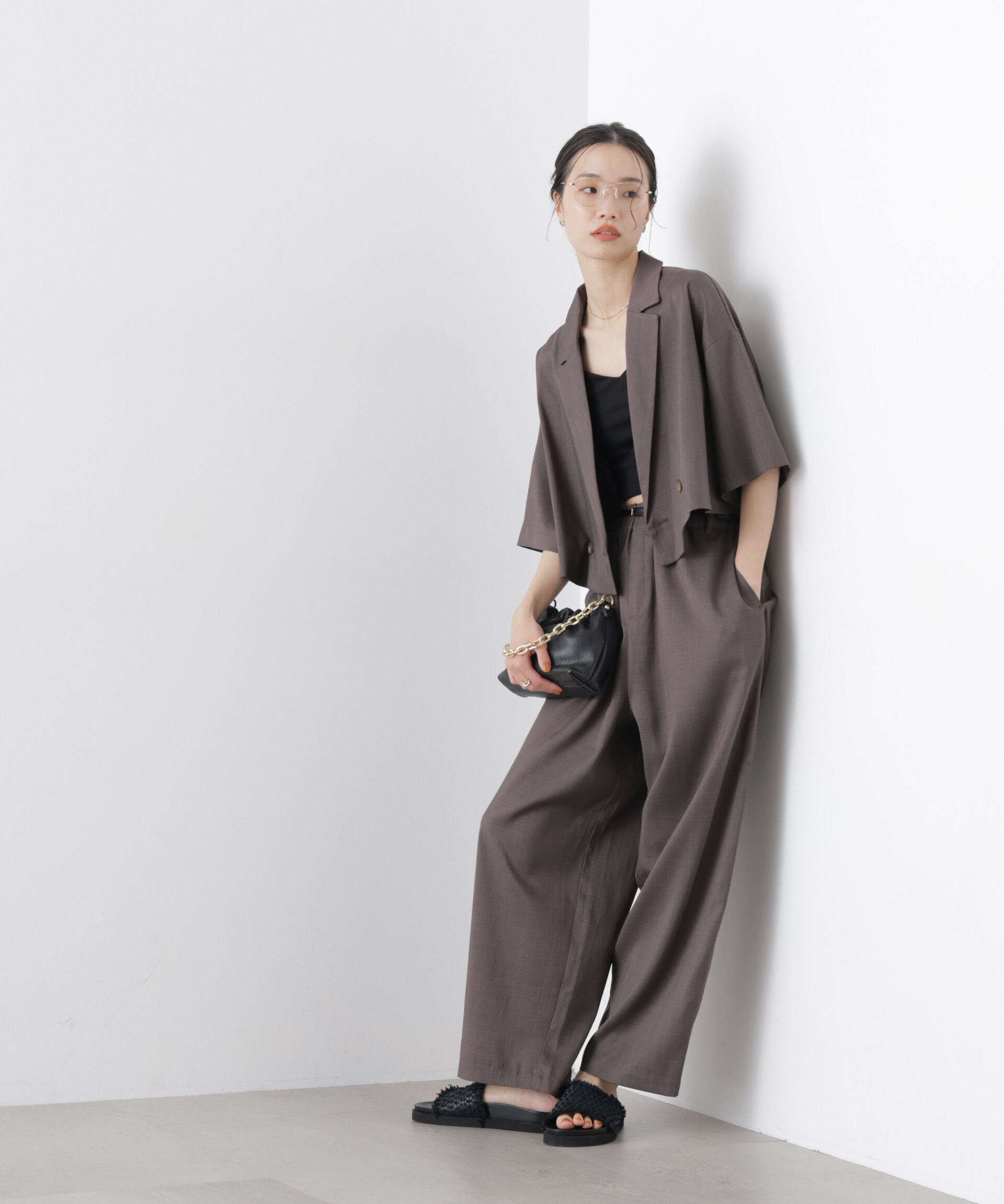 nano･universe「カーブシルエットイージーパンツ(セットアップ可)」|チノ|