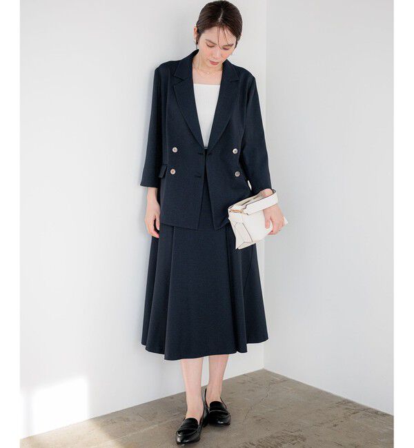 組曲「ライトリネンライクフレア スカート」|スカート|ネイビー系