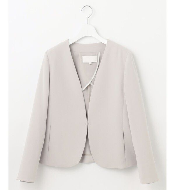 自由区「【セットアップ対応・洗える】トリアセダブルクロスノーカラー ジャケット」|ノーカラージャケット|