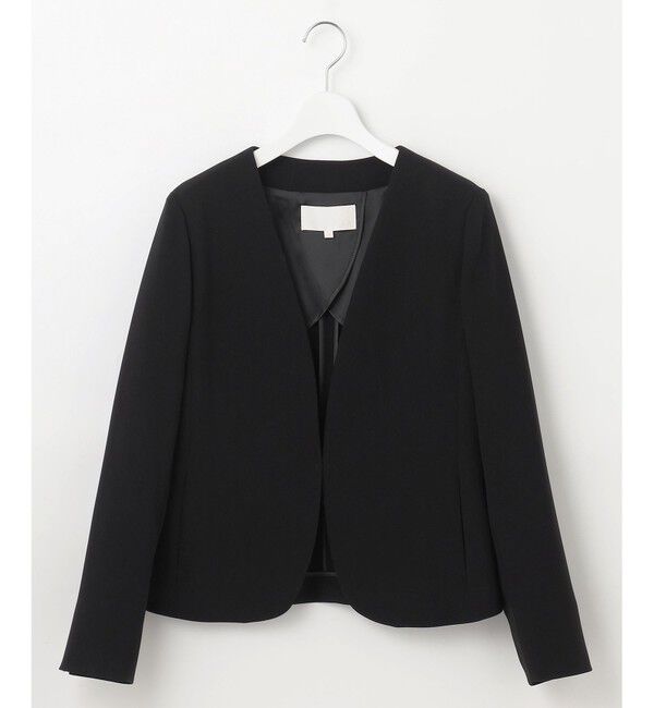 自由区「【セットアップ対応・洗える】トリアセダブルクロスノーカラー ジャケット」|ノーカラージャケット|ブラック系