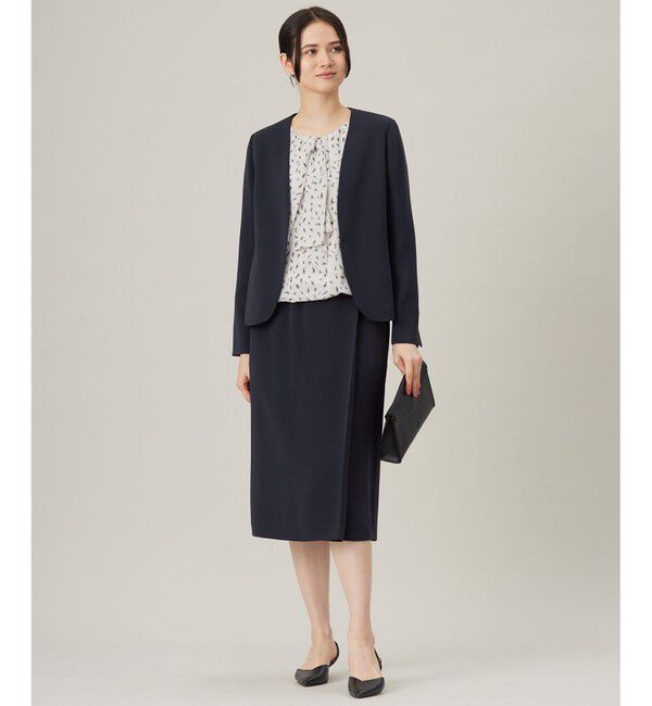 自由区「【セットアップ対応・洗える】トリアセダブルクロスノーカラー ジャケット」|ノーカラージャケット|