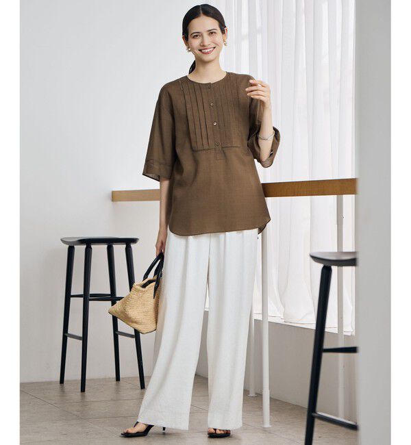 自由区「【SHIHOさん着用・セットアップ対応】リネンストレッチワイド パンツ」|その他|