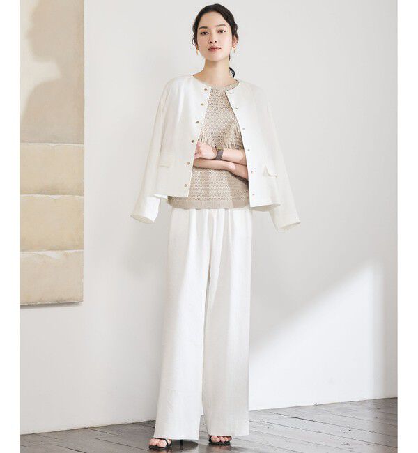 自由区「【SHIHOさん着用・セットアップ対応】リネンストレッチワイド パンツ」|その他|