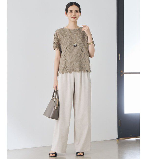 自由区「【SHIHOさん着用・セットアップ対応】リネンストレッチワイド パンツ」|その他|