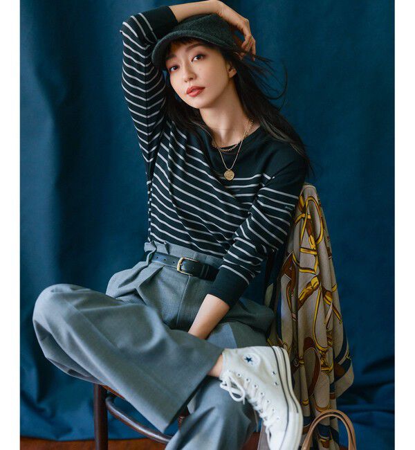 23区「ナチュラルストレッチサキソニー タック ワイドパンツ」|その他|