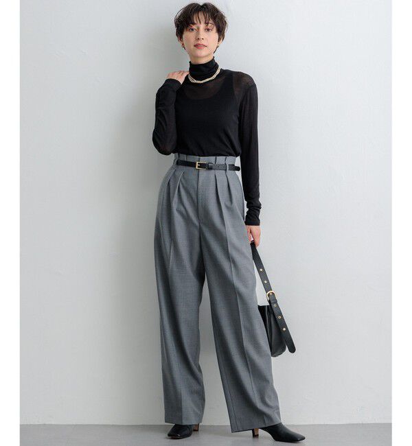 23区「ナチュラルストレッチサキソニー タック ワイドパンツ」|その他|