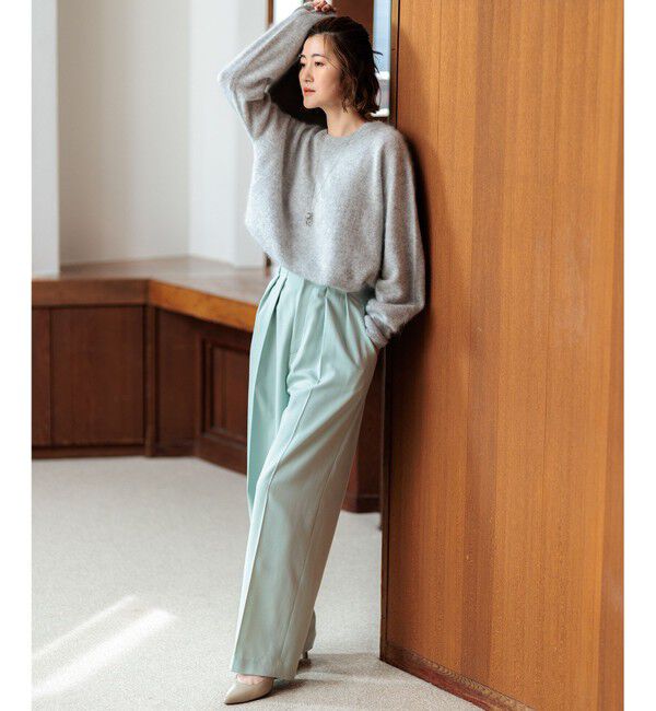 23区「ナチュラルストレッチサキソニー タック ワイドパンツ」|その他|