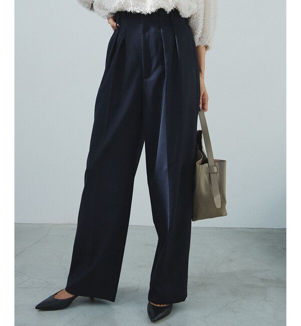 23区「ナチュラルストレッチサキソニー タック ワイドパンツ」|その他|ﾀﾞｰｸﾈｲ