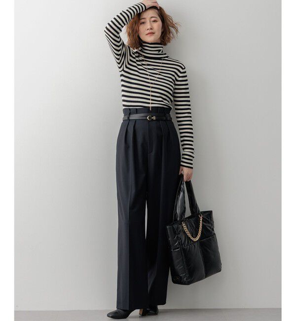 23区「ナチュラルストレッチサキソニー タック ワイドパンツ」|その他|