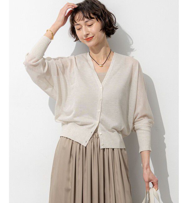 23区「【WEB&一部店舗限定カラーあり】シャイニーシアー ドルマンスリーブ カーディガン」|カーディガン|アイボリー系