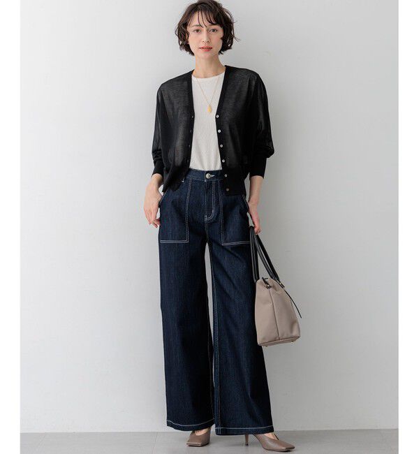 23区「【WEB&一部店舗限定カラーあり】シャイニーシアー ドルマンスリーブ カーディガン」|カーディガン|