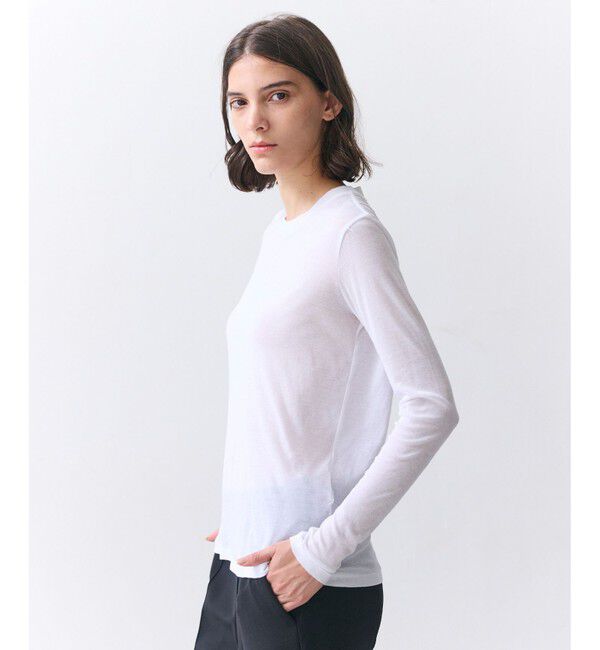 BEIGE,「【洗える】SORE / コットンシアークルーネックカットソー」|Tシャツ・カットソー|White