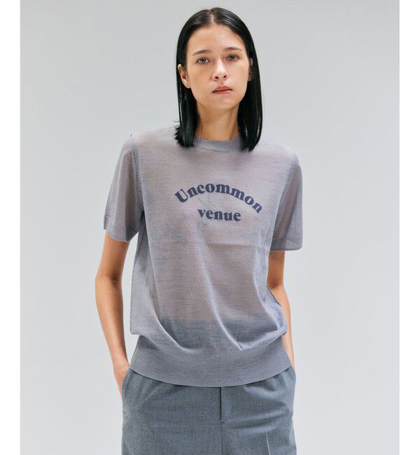 BEIGE,「【洗える・GLOW 10月号掲載】CADDO / シアーウールメッセージロゴＴニット」|ニット・セーター|Md.Gray