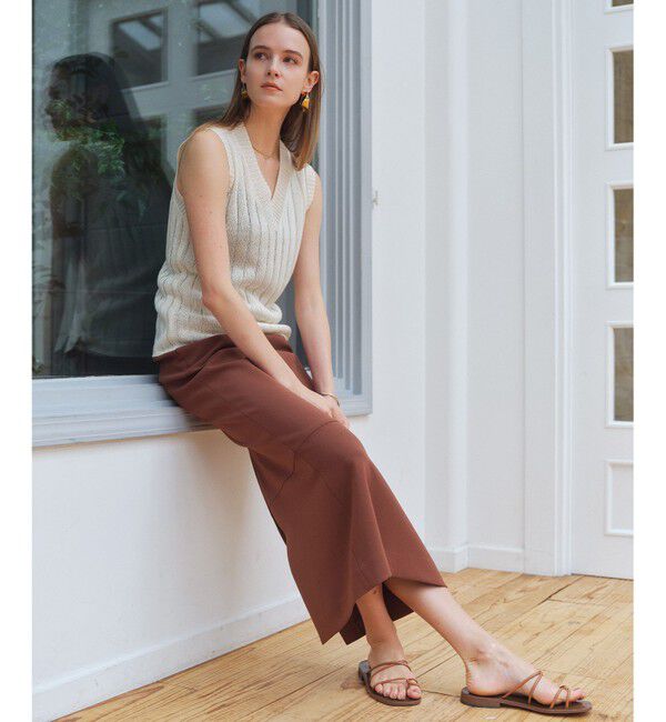 BEIGE,「【VERY NaVY掲載】GYPSUM / シルキータッチ  Iラインロングスカート」|スカート|