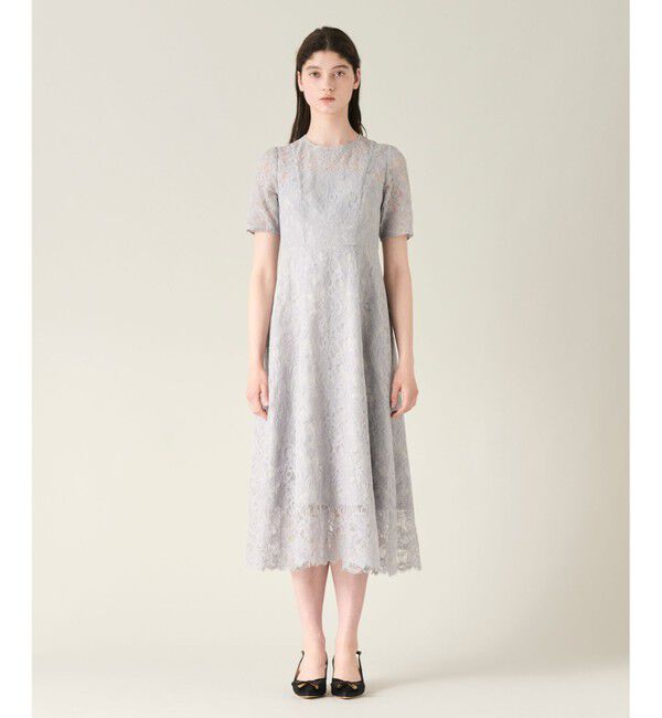 GRACE CONTINENTAL「コードレースフレアドレス」|ドレス|グレー