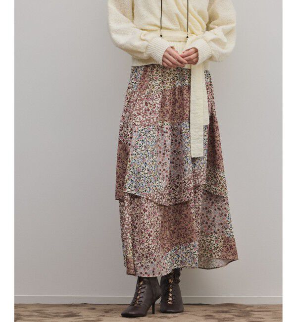 GRACE CONTINENTAL「パッチワークプリントスカート」|スカート|