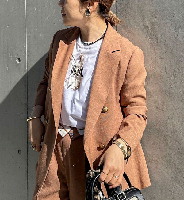 NOLLEY'S「《セットアップ対応》ウォッシャブルハイスペック麻調ダブルジャケット」|テーラードジャケット|キャメル