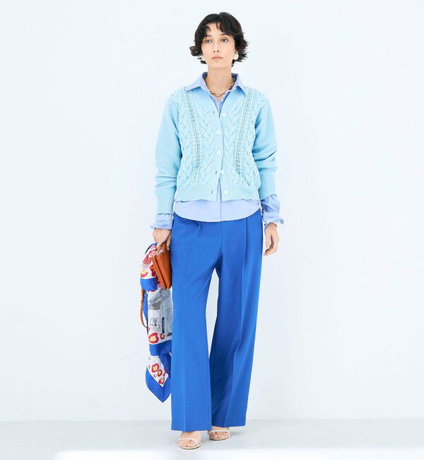 NOLLEY'S「《手洗い可能》ケーブルレースVネックカーディガン」|カーディガン|