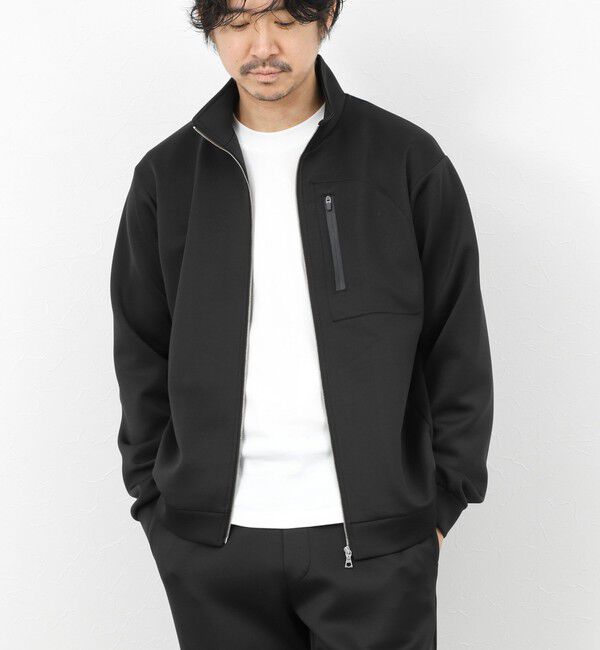 NOLLEY'S goodman「《セットアップ対応》ダブルニットZIPスタンドカラー 26SS」|ブルゾン・スタジャン|ブラック