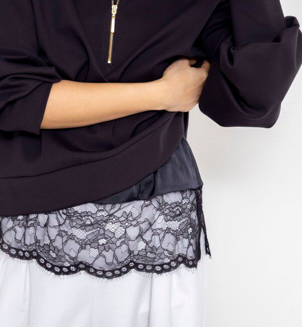 NOLLEY'S「ウォッシャブル裾レースオトナサテンＴシャツ」|シャツ・ブラウス|