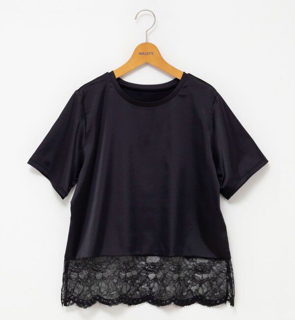 NOLLEY'S「ウォッシャブル裾レースオトナサテンＴシャツ」|シャツ・ブラウス|
