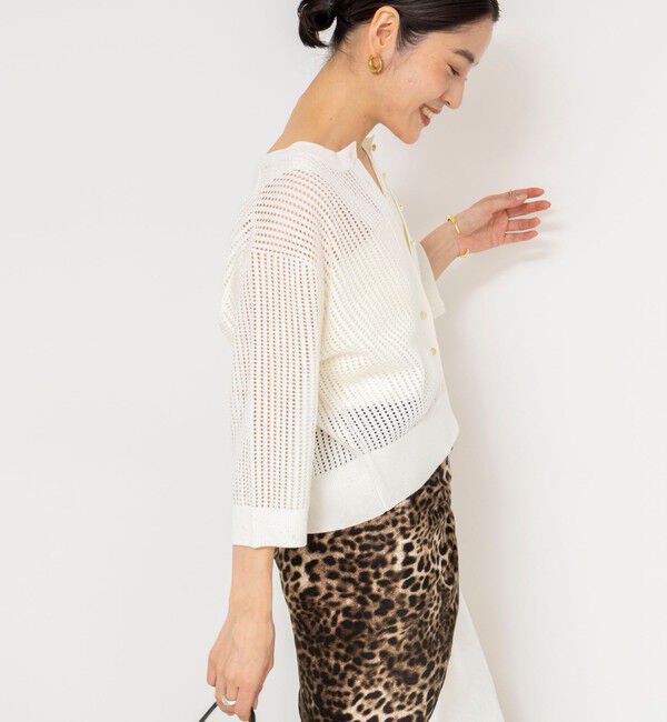 NOLLEY'S「《手洗い可能》メッシュスパンコール6分袖カーディガン」|カーディガン|