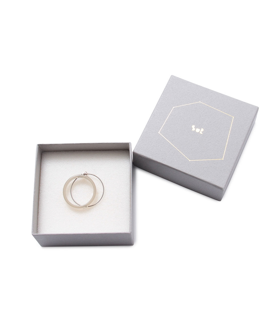 SALON adam et rope'「【Sur】double ring pierce」|ピアス|ライトグレー(08)