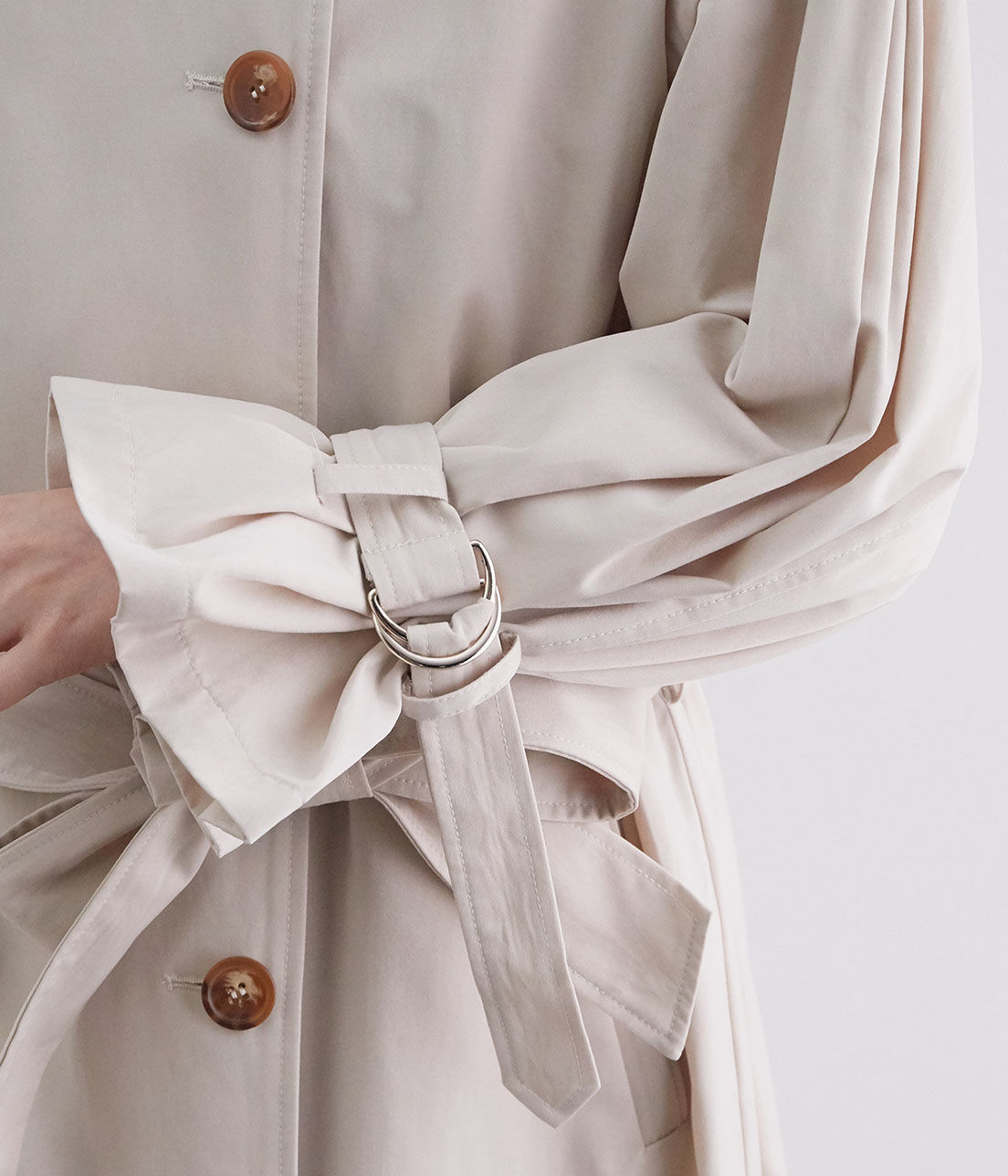 VIS「【撥水】【花粉ガード】ノーカラー袖ボリュームコート」|トレンチコート|