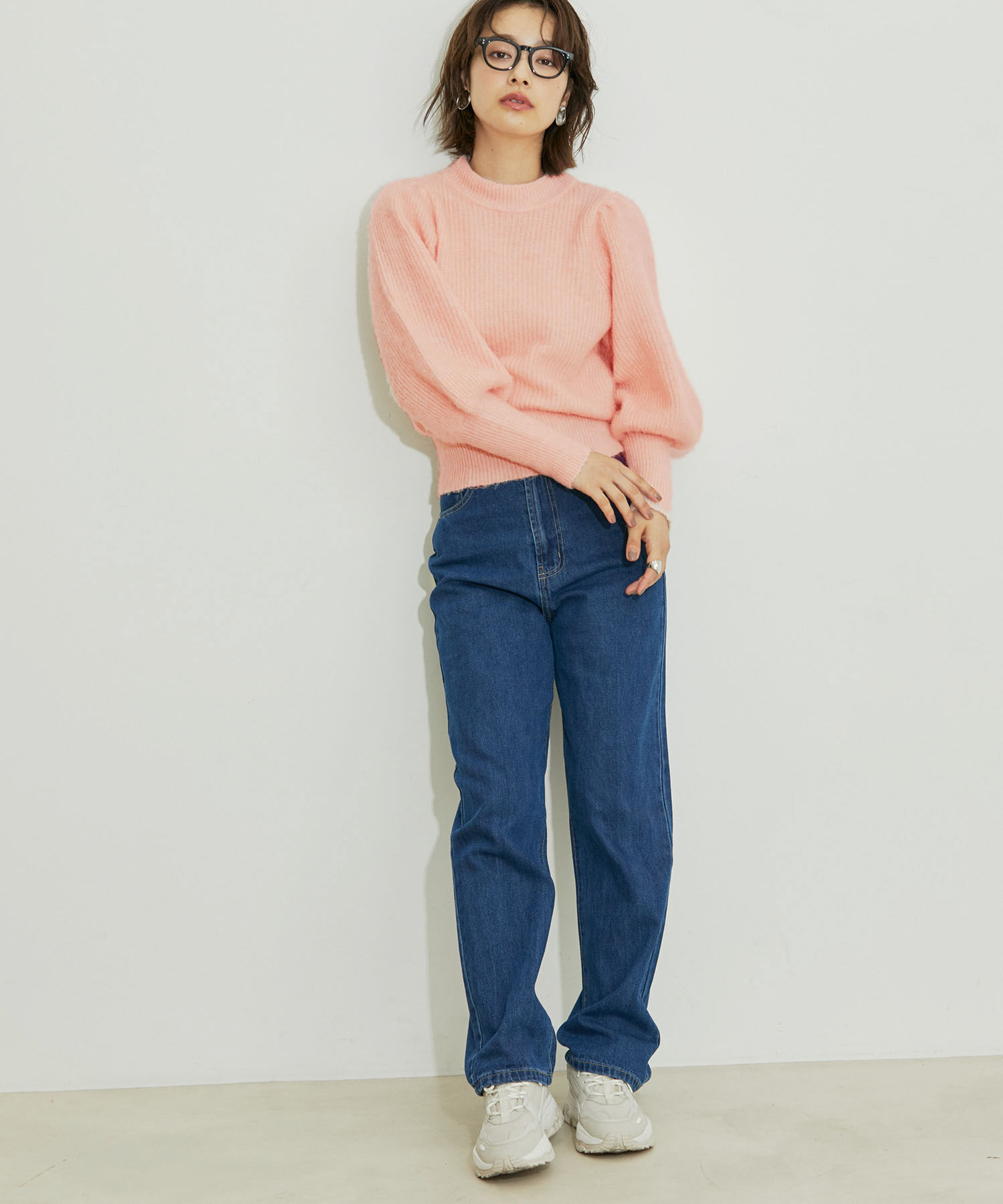 vis-a-vis「【WEB限定】ふわふわボリューム袖クルーネックニットプルオーバー」|ニット・セーター|