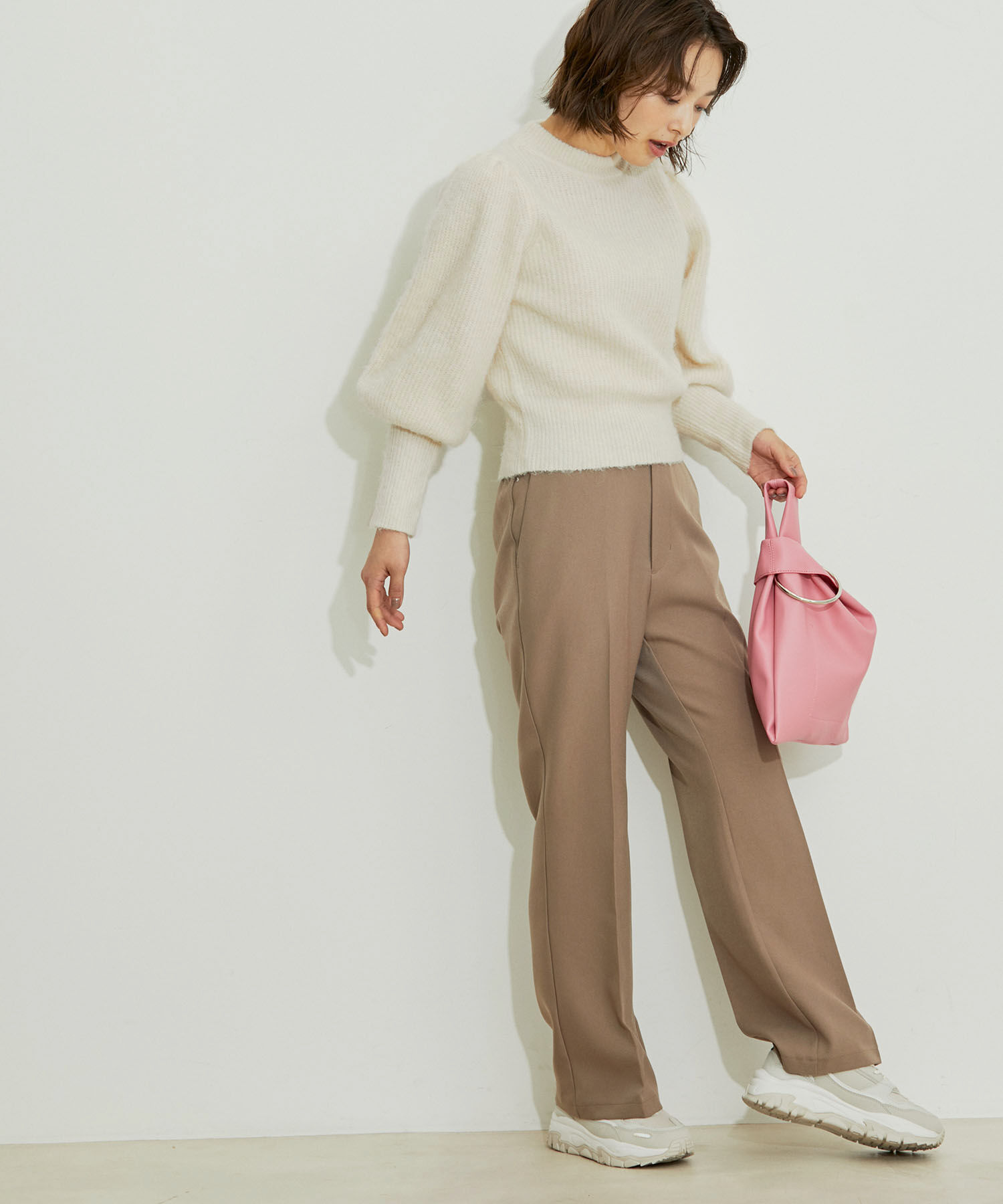 vis-a-vis「【WEB限定】ふわふわボリューム袖クルーネックニットプルオーバー」|ニット・セーター|