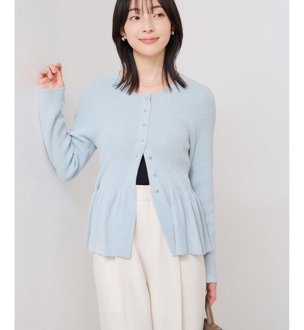 VIS「ペプラム切替モールニットカーディガン/イージーケア」|カーディガン|