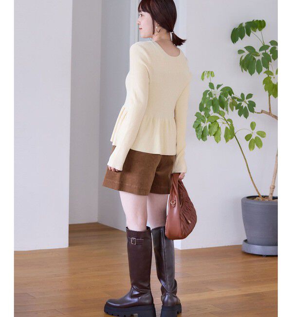 VIS「ペプラム切替モールニットカーディガン/イージーケア」|カーディガン|