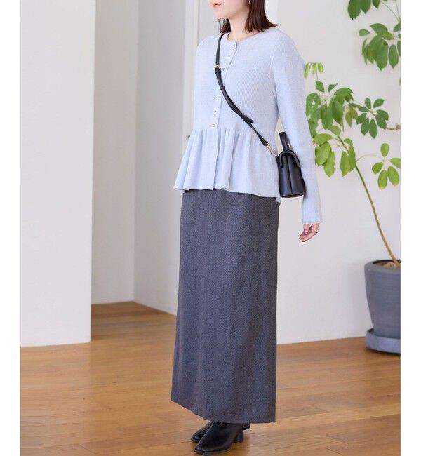 VIS「ペプラム切替モールニットカーディガン/イージーケア」|カーディガン|