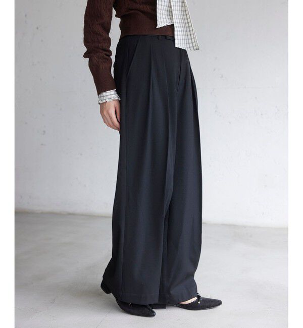 VIS「Hot Beautyツータックワイドパンツ/イージーケア」|チノ|ブラック(01)