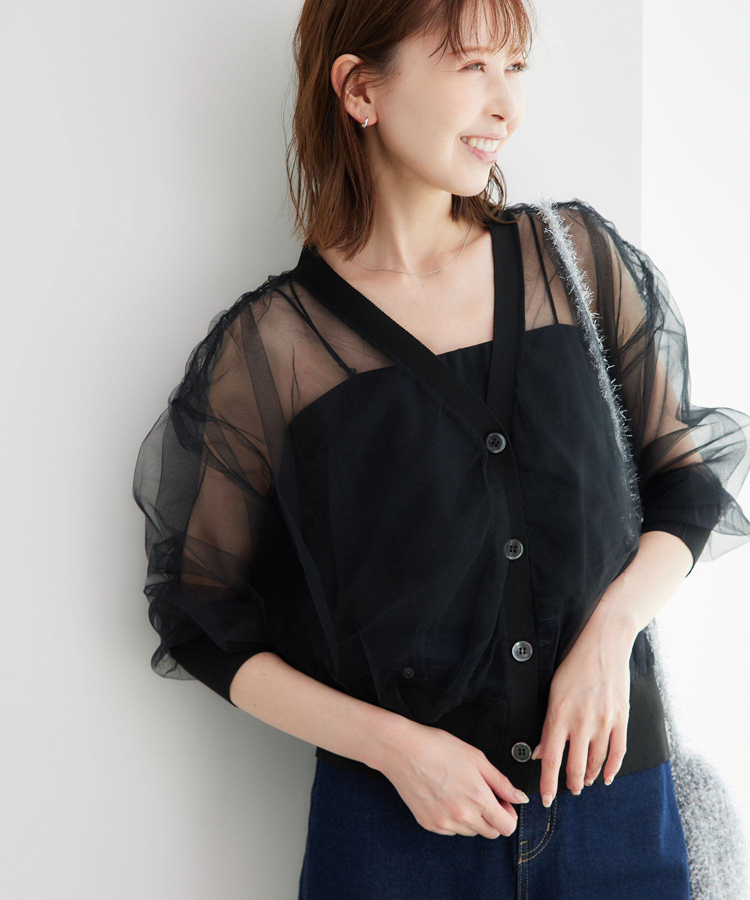 Rope&rsquo;Picnic「シアーチュールカーディガン」|カーディガン|