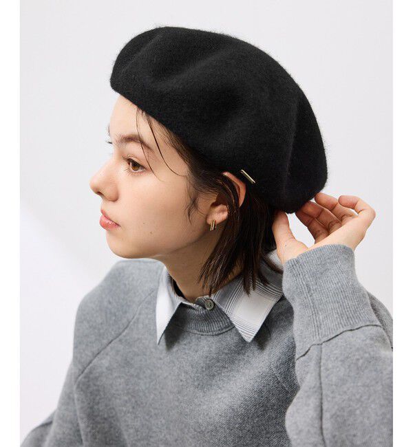 ROPE PICNIC PASSAGE「ウールフェルトベレー帽/リンクコーデ」|ハンチング・ベレー帽|ブラック(01)