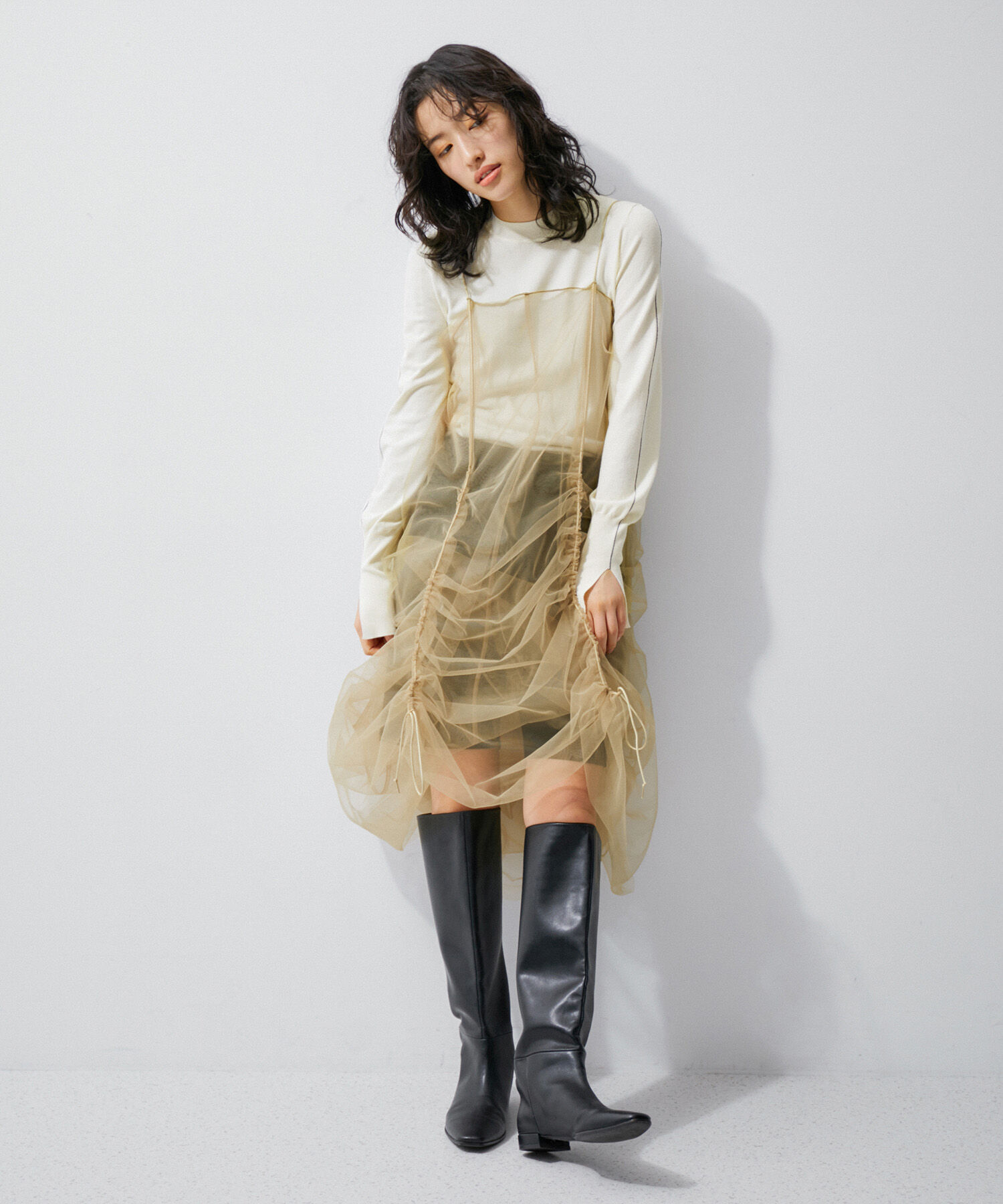 ADAM ET ROPE'「ステッチニットロンTEE」|ニット・セーター|