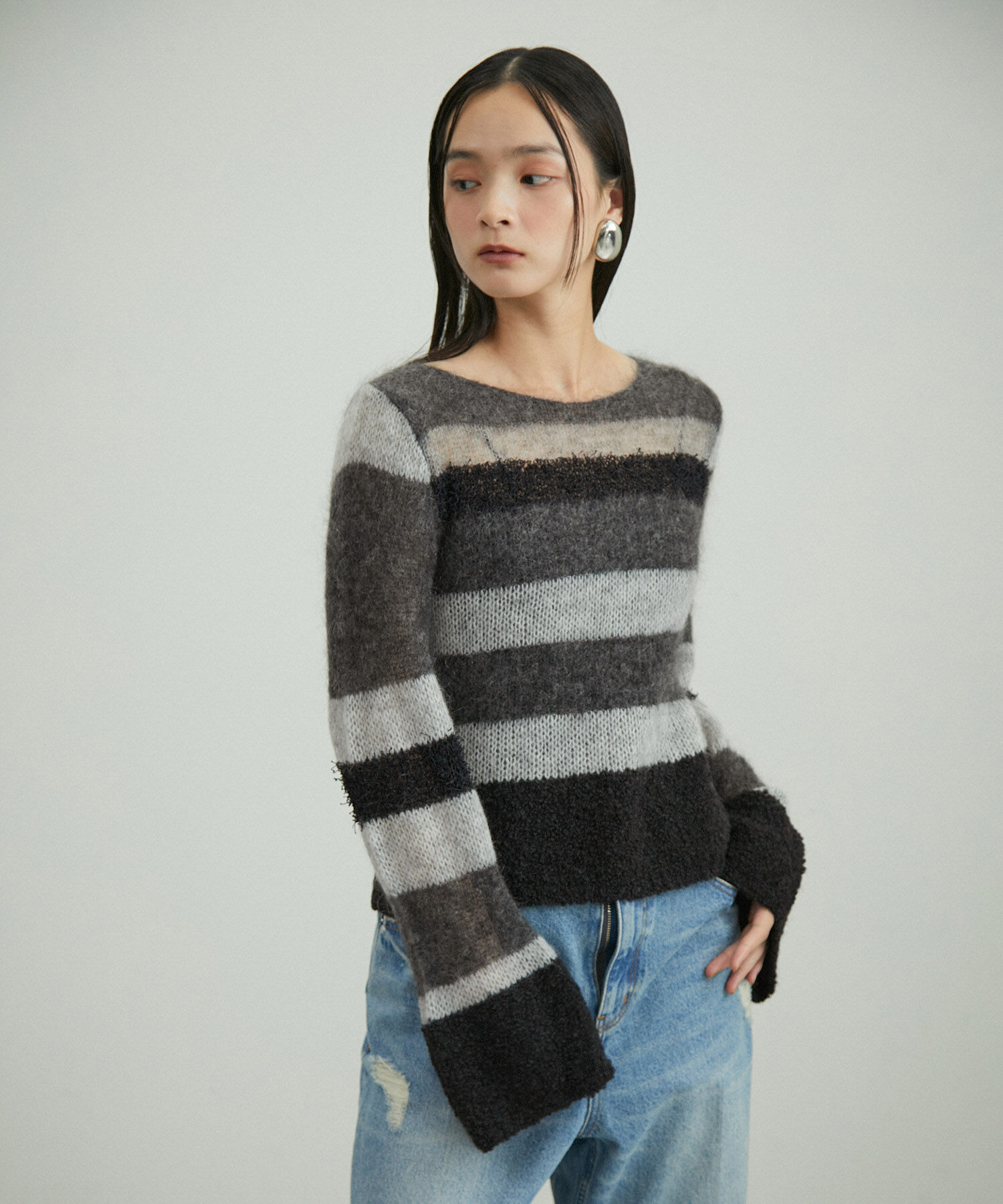 ADAM ET ROPE'「ミックスヤーンボーダーニットプルオーバー」|ニット・セーター|