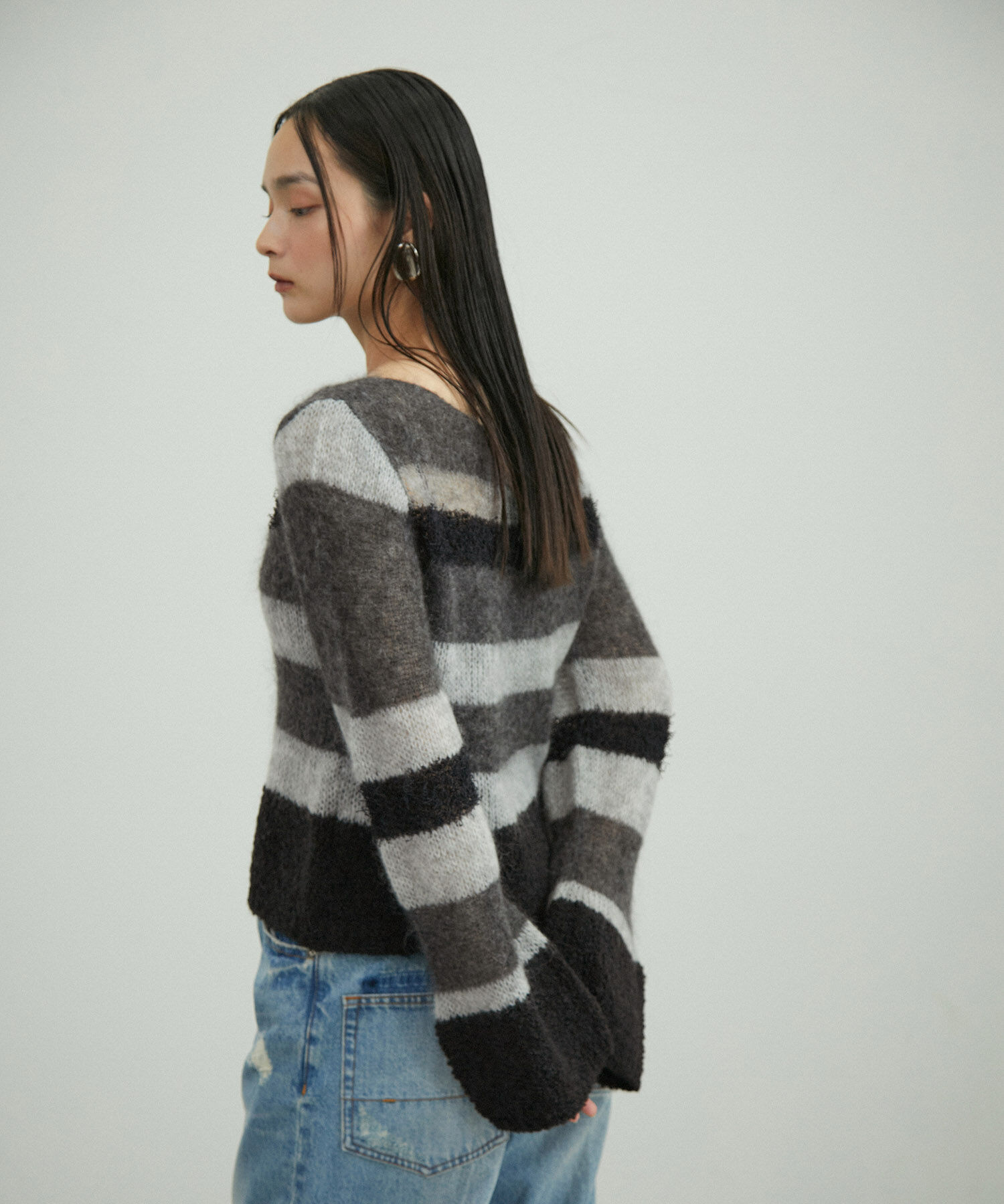 ADAM ET ROPE'「ミックスヤーンボーダーニットプルオーバー」|ニット・セーター|