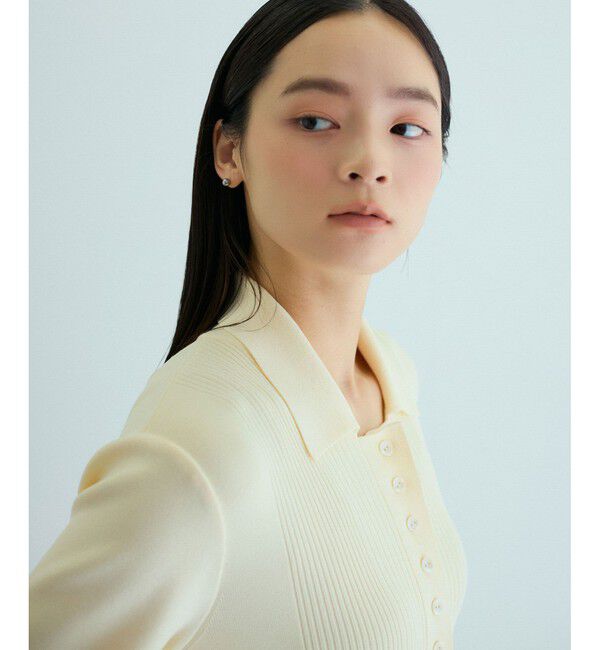 ADAM ET ROPE'「【洗える】ボタンニットポロワンピース」|ワンピース|